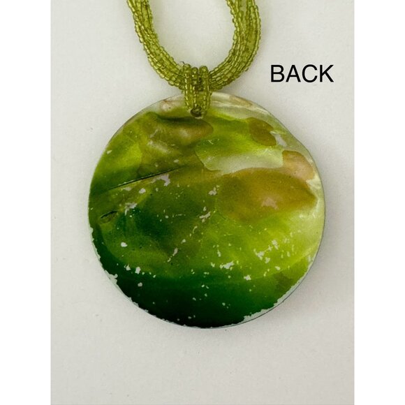 OMBRE GREEN MOON SHELL NECKLACE Jewelry Beaded Crystals‎ Wedding Evening Party - Picture 3 of 3